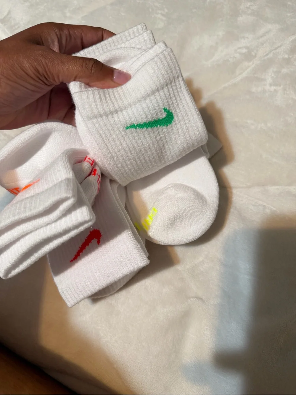 Nike White Athletic Crew Socks with Blue & Orange Accents - 6 Pack